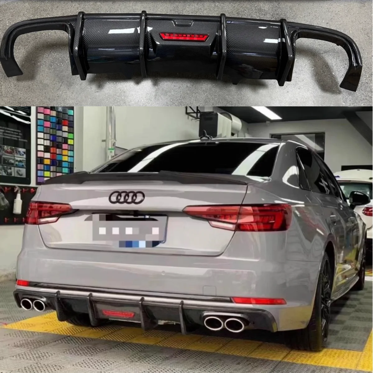 Difusor de labio de parachoques trasero para Audi A4 Standard S-Line S4 B9 Sport 2017 2018 2019 2020 alerón difusor de coche de 5 puertas/escape PP