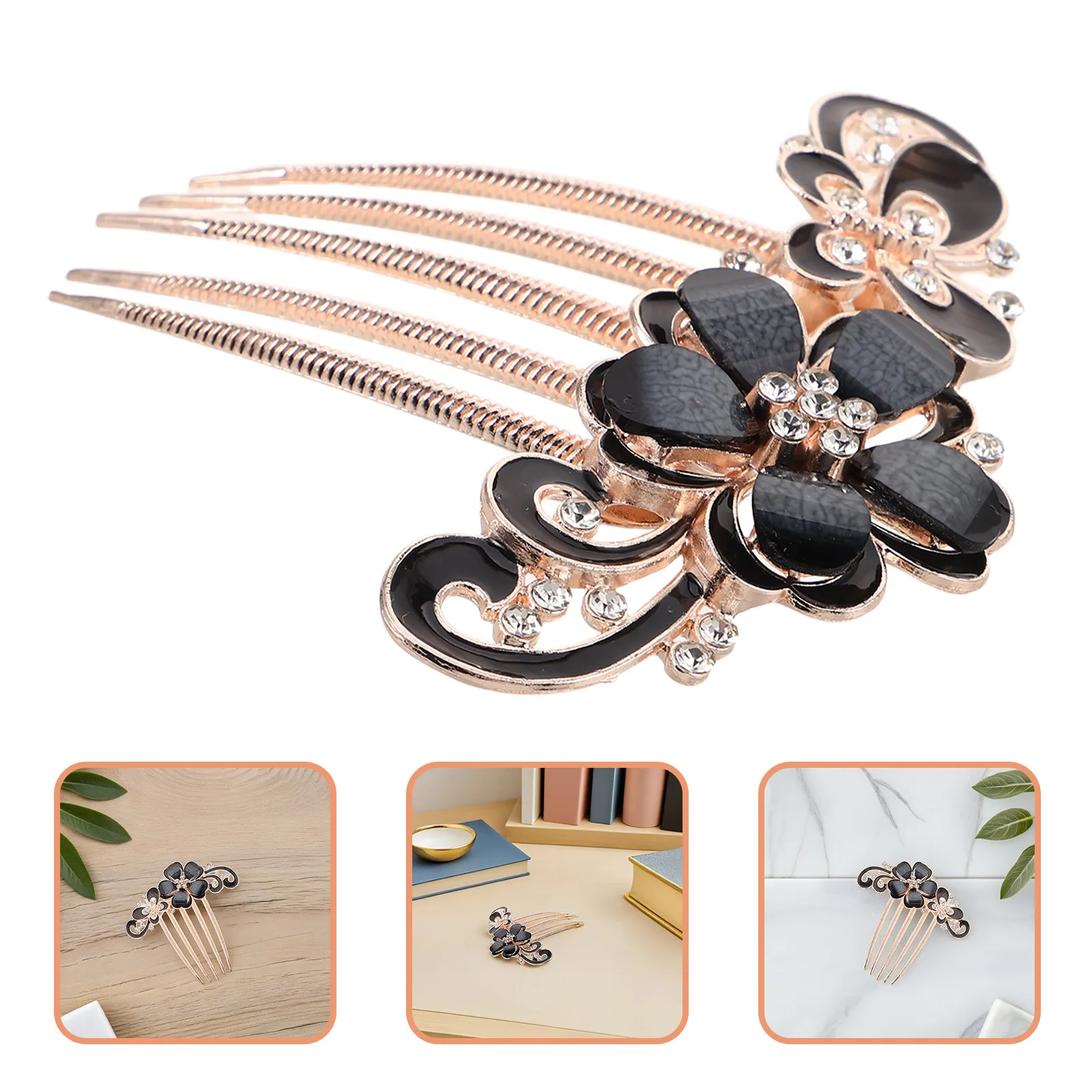 Rhinestones Hair Combs Crystal Flower Side Hairpins Barrettes Clips Head Pieces for Wedding Bride Party Elegant Hair Accessories