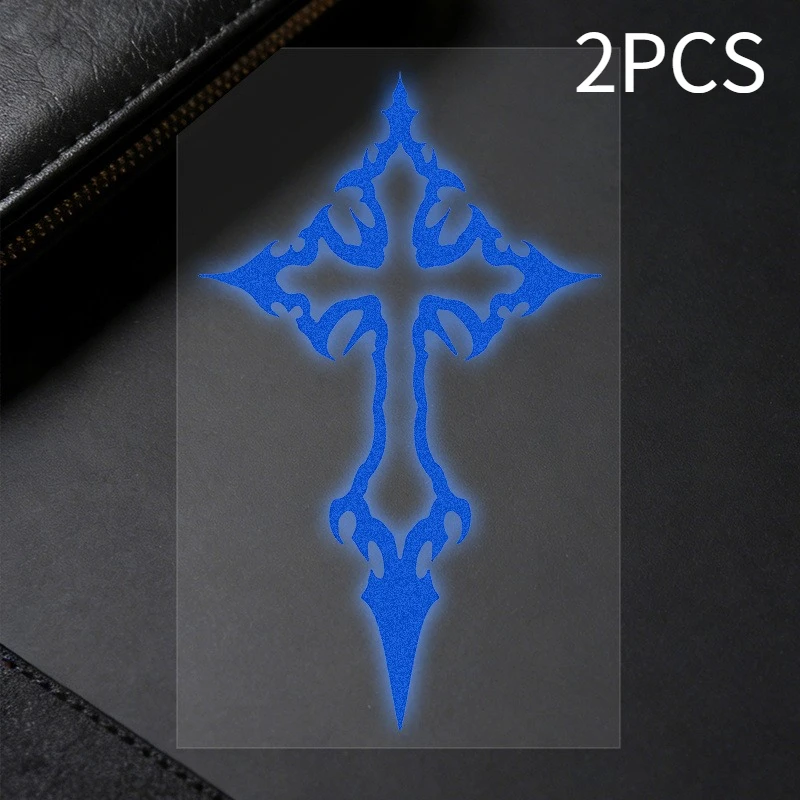 2-teiliges Set Tribal Cross Vinyl-Aufkleber, wasserfeste Aufkleber für Fahrräder, holografisch und silberfarben – Detail 11
