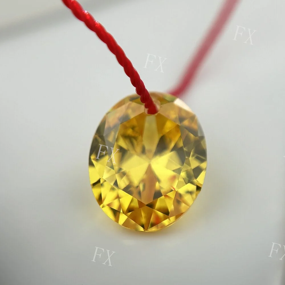 Oval Single Hole Golden Yellow Loose Cubic Zirconia AAAAA CZ stone Gemstone for Jewelry  Ring  and Earrings DIY free shipping