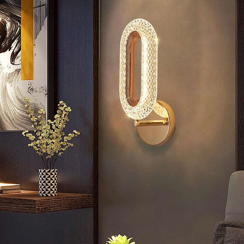 

Crystal texture Wall light bedroom bedhead wall lamp study room