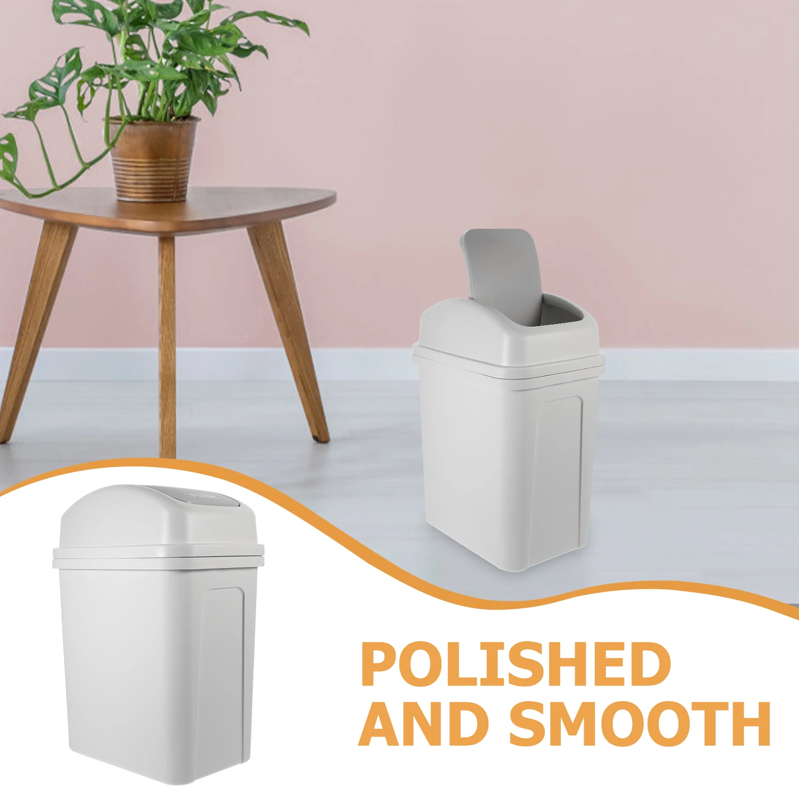 

Thick Household Garbage Can Swing Lid Trash Bin Large Capacity Kitchen Bathroom Plastic Waste Bin With Lid Thicken Under Sink