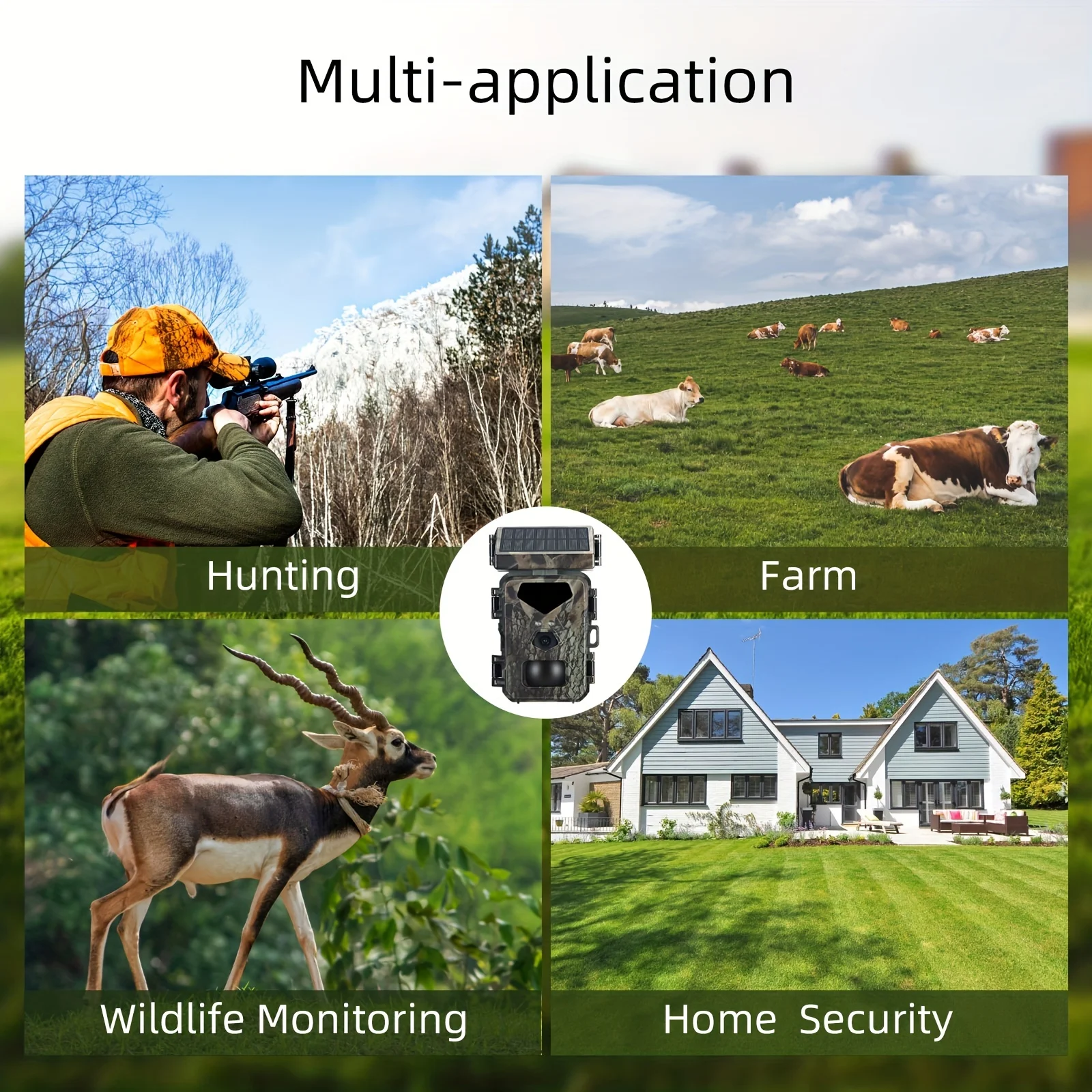 LUOSI Solar Trail Camera 20MP 1080P Hunting Game Camera 90° Detection Angle Motion Sensor Night Vision IP65 Waterproof