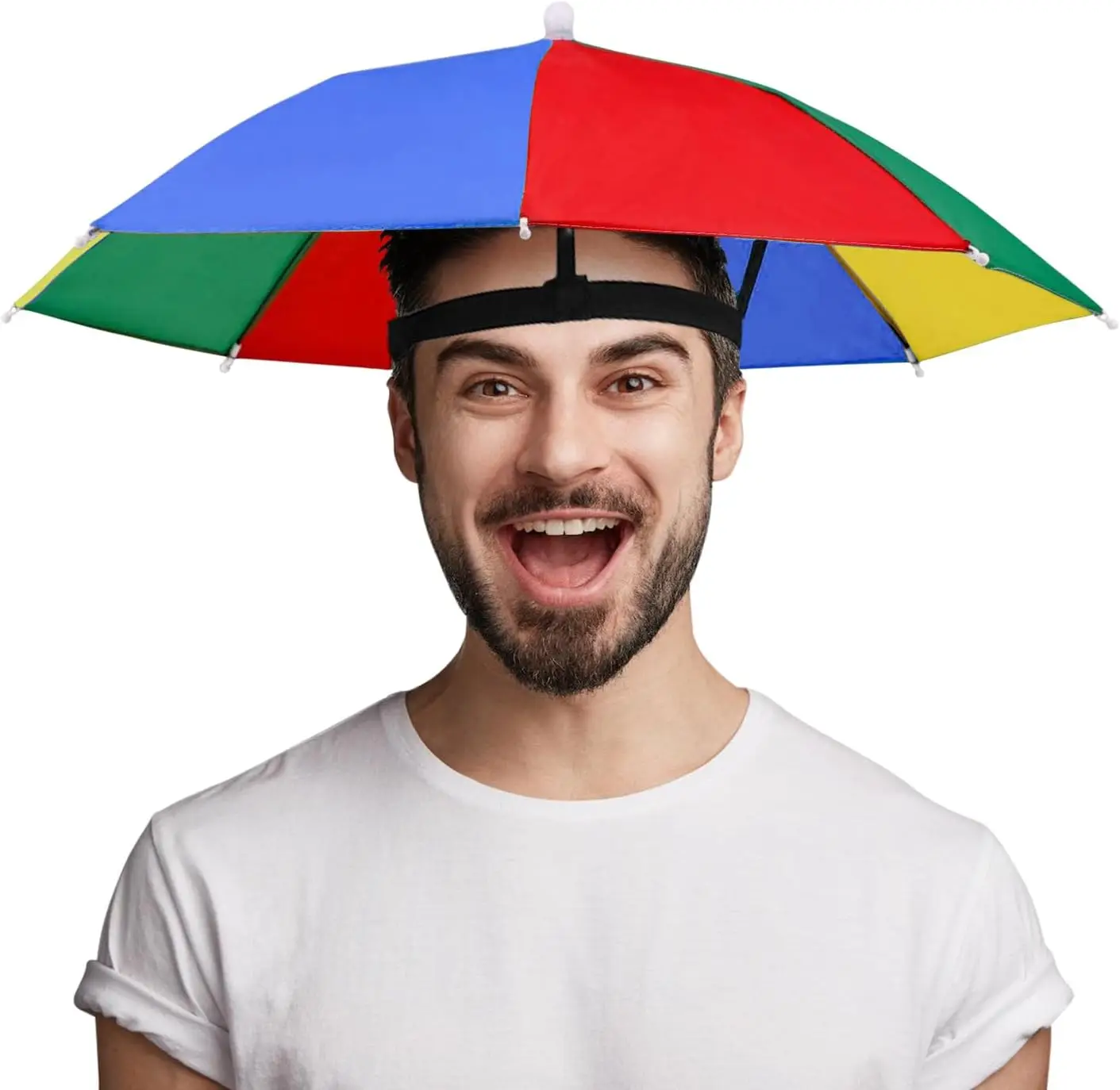 

Folding Umbrella Hat, 21in Elastic Funny Party Headwear for Adults Kids, Novelty Gag Prank Gifts for Birthday Halloween Christmas