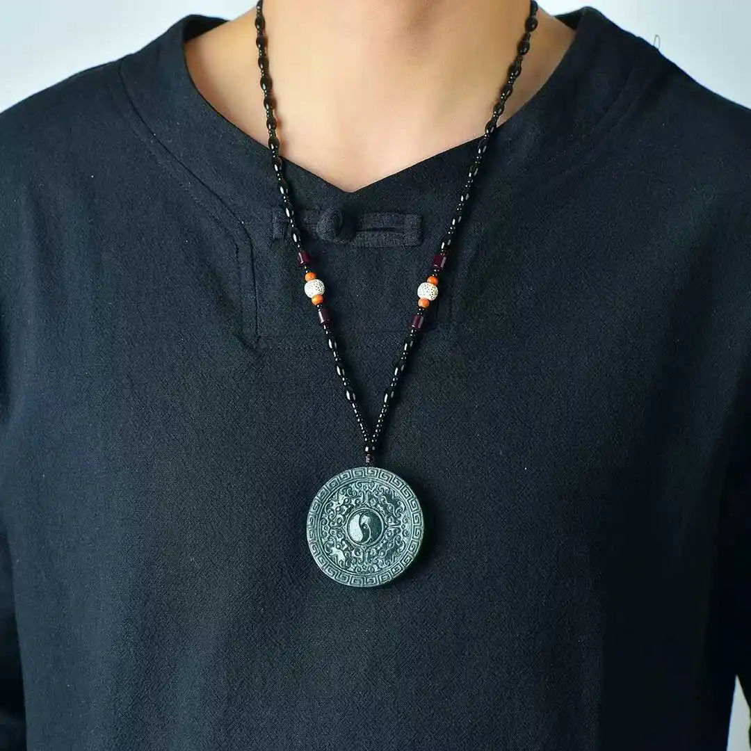 

Natural jade classic exquisite Hetian jade pendant necklace men's and women's jewelry chain lovers birthday holiday gift