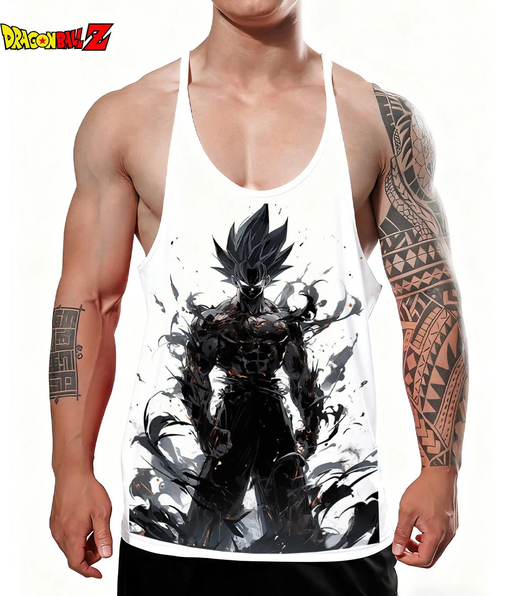 뉴 고쿠 남성용 탱크탑 100% 면 조끼 일본 애니메이션 드래곤볼 빠른 건조 민소매 운동복 근육 형성 탑