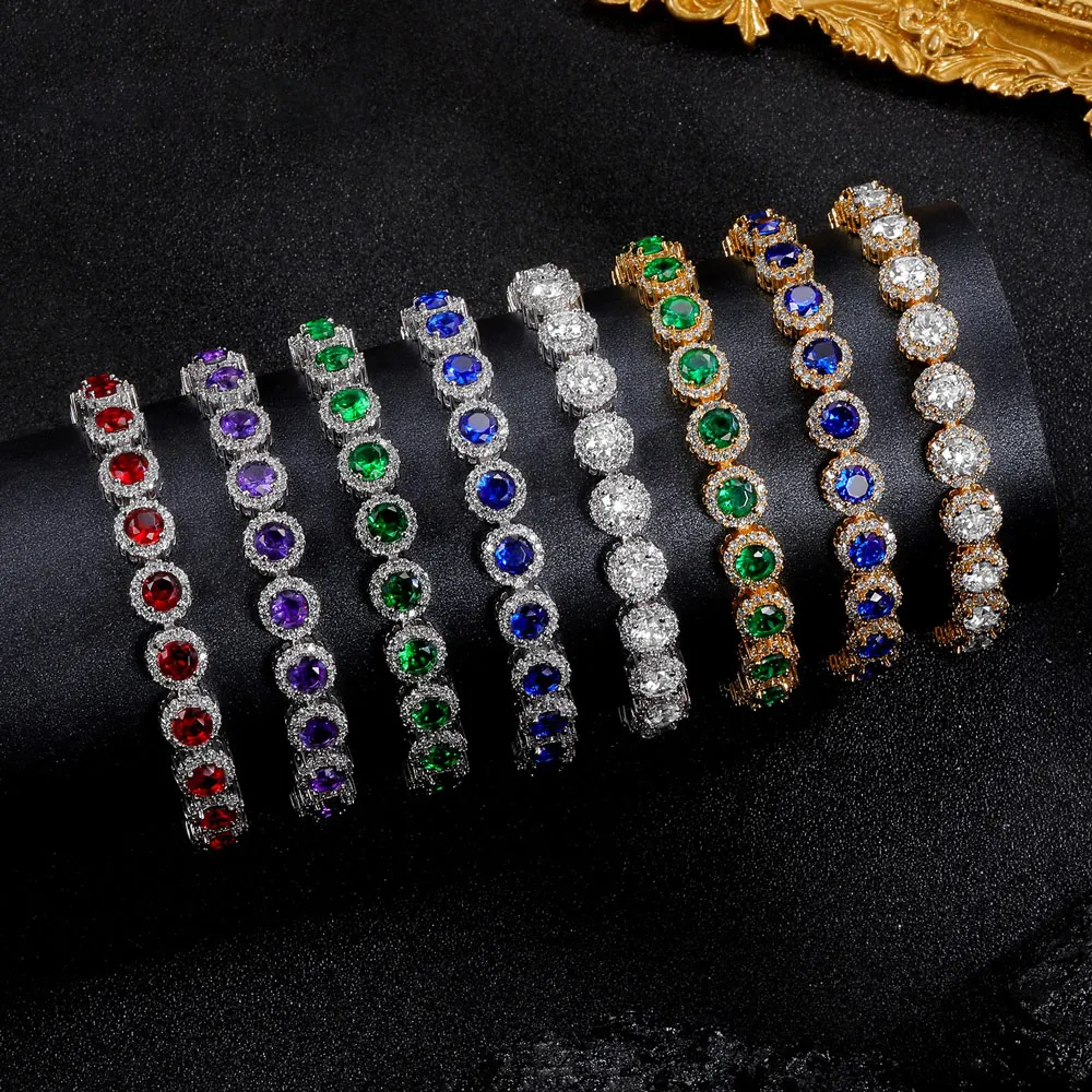 8mm Light Luxury Tennis Bracelet for Women Copper Inlaid Blue Red Zircon Multicolor Sparkle Trendy Fashion Jewelry Accessories