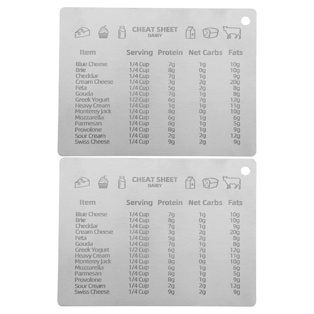 

2 Pcs Stainless Steel Magnetic Conversion Chart for Kitchen Fridge Smooth Edge Craftsmanship Baking Accessories Reusable