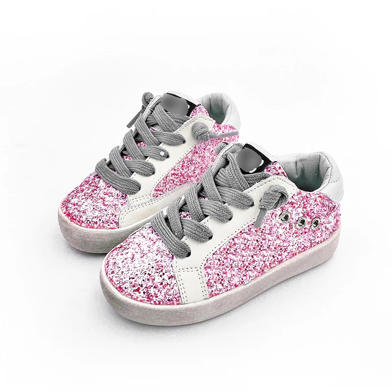 Children Sneakers School Type Dirty Girls Sports Shoes Star Glitter Designer CCDB Kids Casual Shoes Fashion 2024 Pink Star