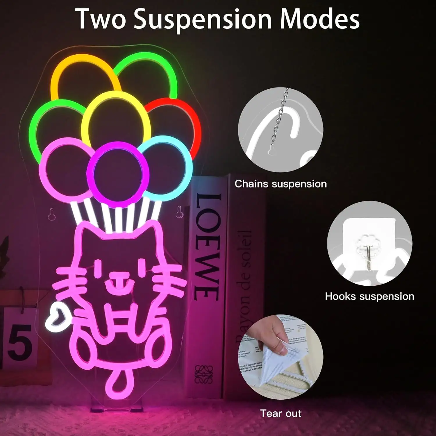 مصباح نيون LED على شكل كرة USB قابل للتعديل - close-up view