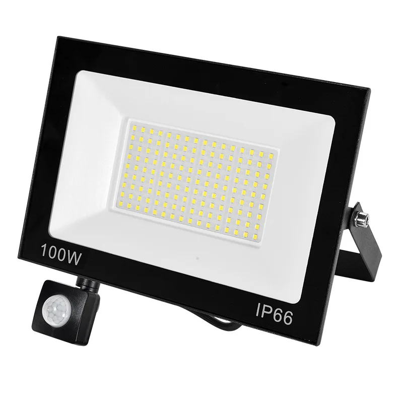 

Светодиодный прожектор с датчиком движения PIR, уличный настенный светильник, белый, AC220V, 100 Вт, 50 Вт, 30 Вт, 20 Вт, 10 Вт, IP66, водонепроницаемый светодиодный прожектор для сада