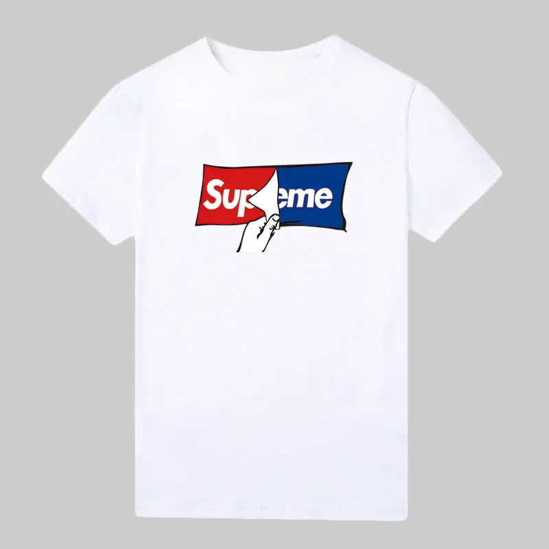 

2025 Short Sleeve Men's T-shirt Trend Pure White Cotton T-shirt Summer Printed Half Sleeve Men's Clothing Summer Fashion Brand