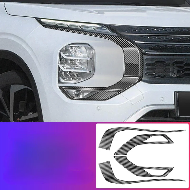 Front Bumper Side Strips Trim Decorate Beautify Grille Bright Stripe  For Mitsubishi Outlander Accessories 2022 -2024 L+R ABS