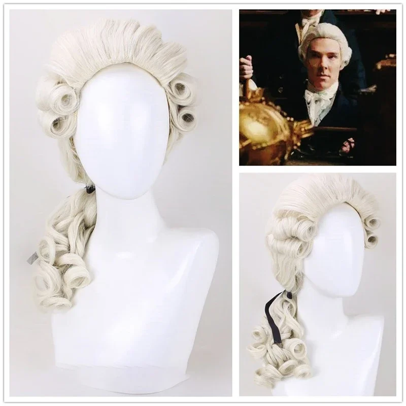 Judge Court Lawyer 50cm Cosplay Wig Pianist Music Performance Party Wig Beige High Temperature Wig Halloween Cosplay Wigs