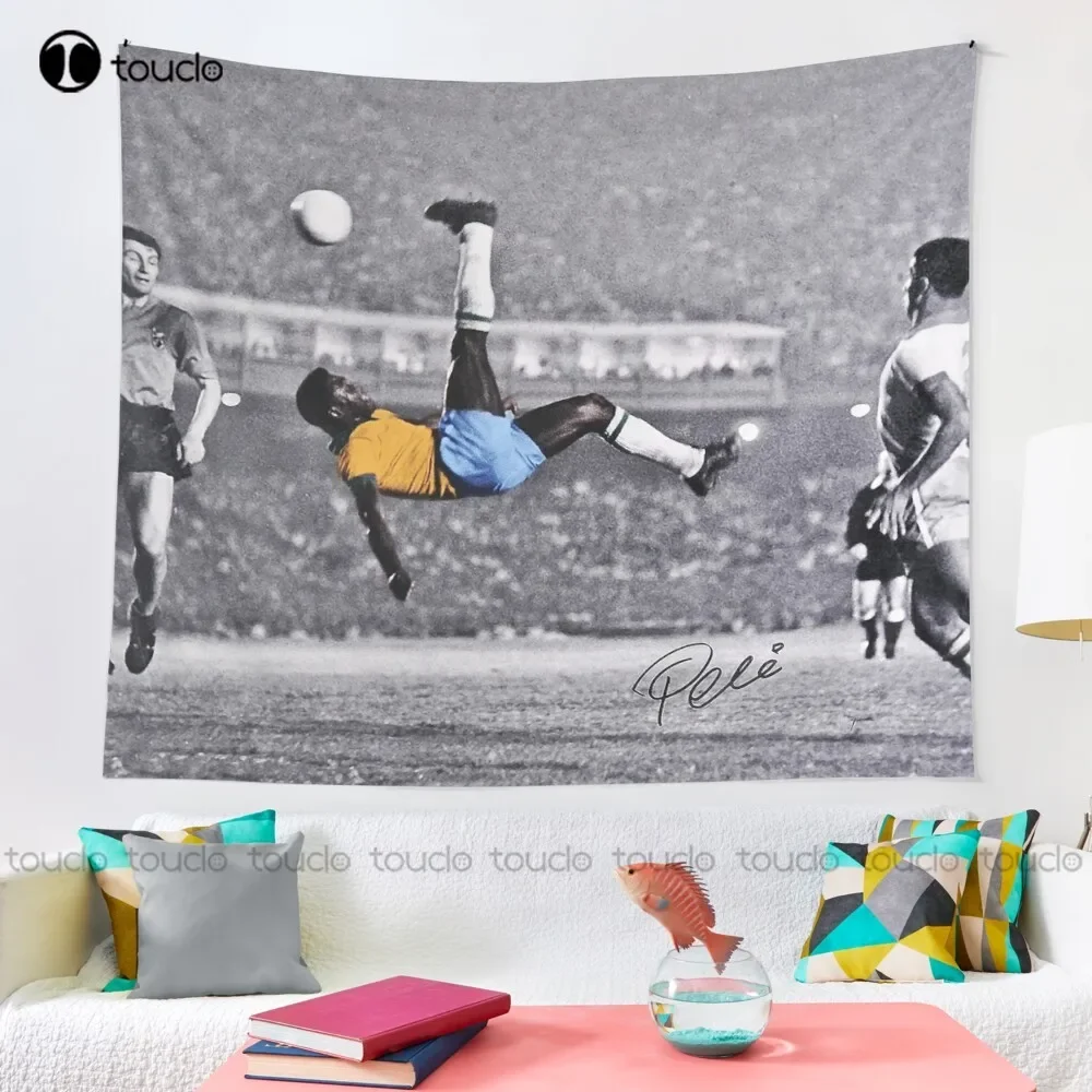 Pele Iconic Bicycle Kick (1968) Tapestry Home Funny Tapestry Tapestry Wall Hanging For Living Room Bedroom Dorm Room Home Decor