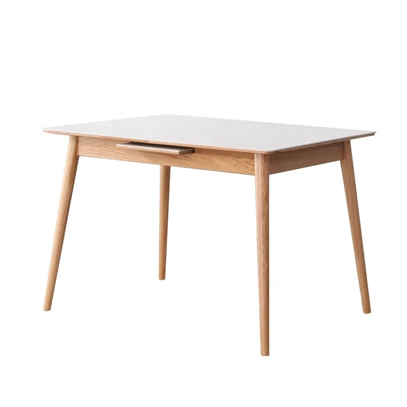 Oak Residential Small Dining Table Rectangular Folding Table Nordic Solid Wood Stretchable Jump Platform