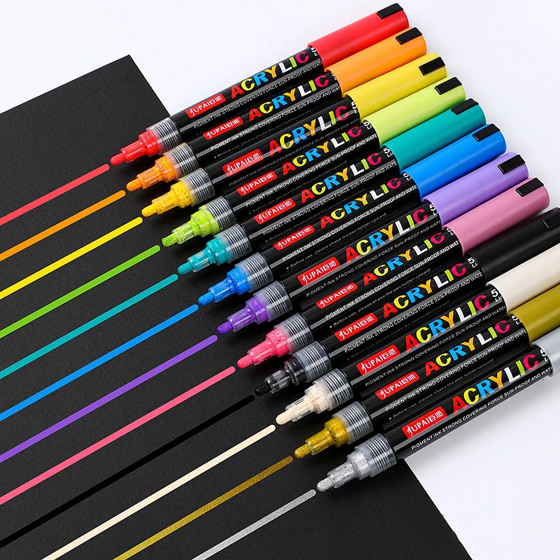 30Colors Art Marker Acrylic Paint Pens Brush Pen Rock Stone Ceramic Glass Canvas DIY Graffiti Making Drawing Supplie Colored Pen