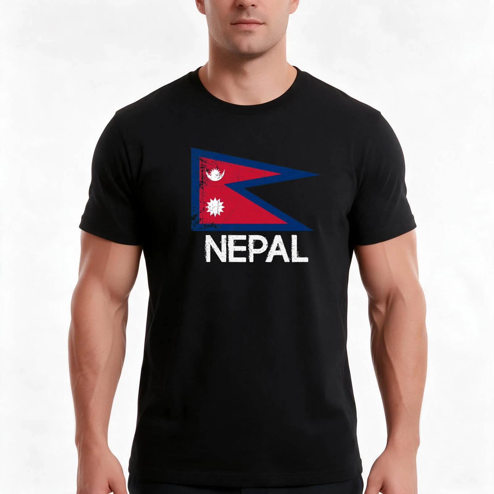 Nepalese Nepali Flag Design | Vintage Made In Nepal Gift T-Shirt, Summer Casual Cotton Tee, Oversized Streetwear Tops