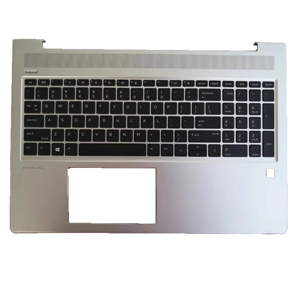 كمبيوتر محمول PalmRest ولوحة المفاتيح لـ HP ProBook 450 G6 455 G6 455R G6 L45091-001 V181646AS1 بدون إضاءة خلفية الولايات المتحدة الأمريكية فضي جديد