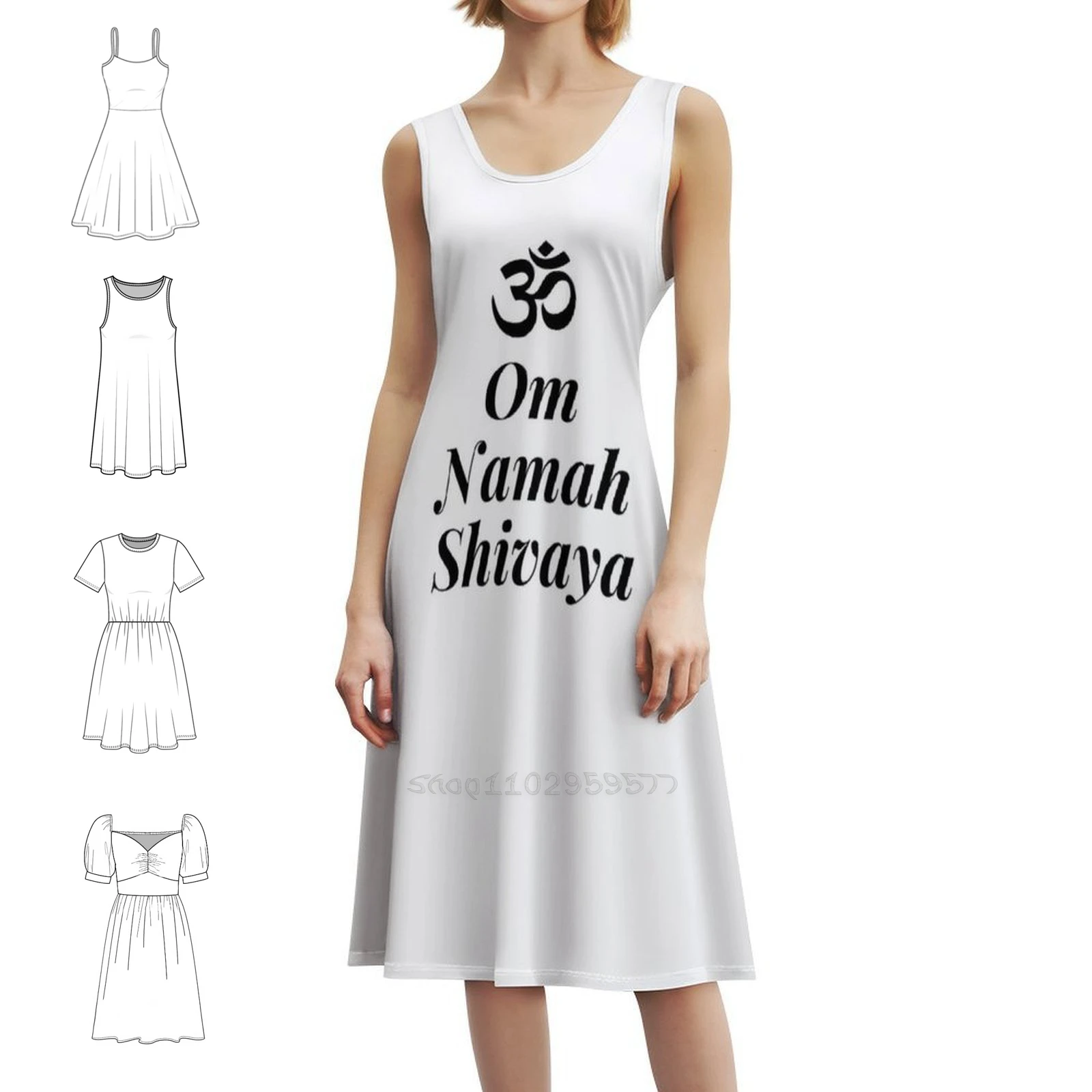 

Om Women's Hip Hop Streetwear Dress Graphic Print Party Club Wear Om Om Namah Shivaya Shiva Hindu India Dress For Girls