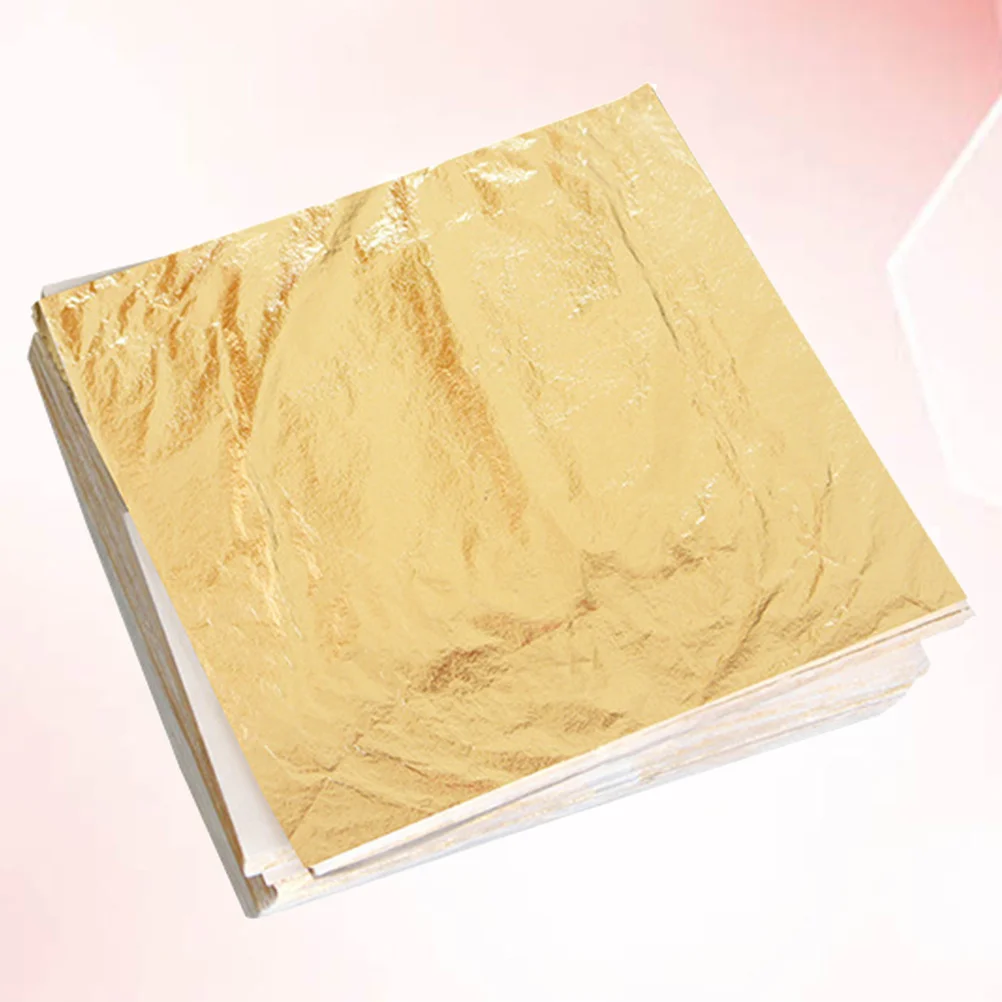 

100pcs Gold Leaf Paper Imitation Foil For Painting Decor Crafts Home Adornment Diy Art Restoration Projects Metallic Finish