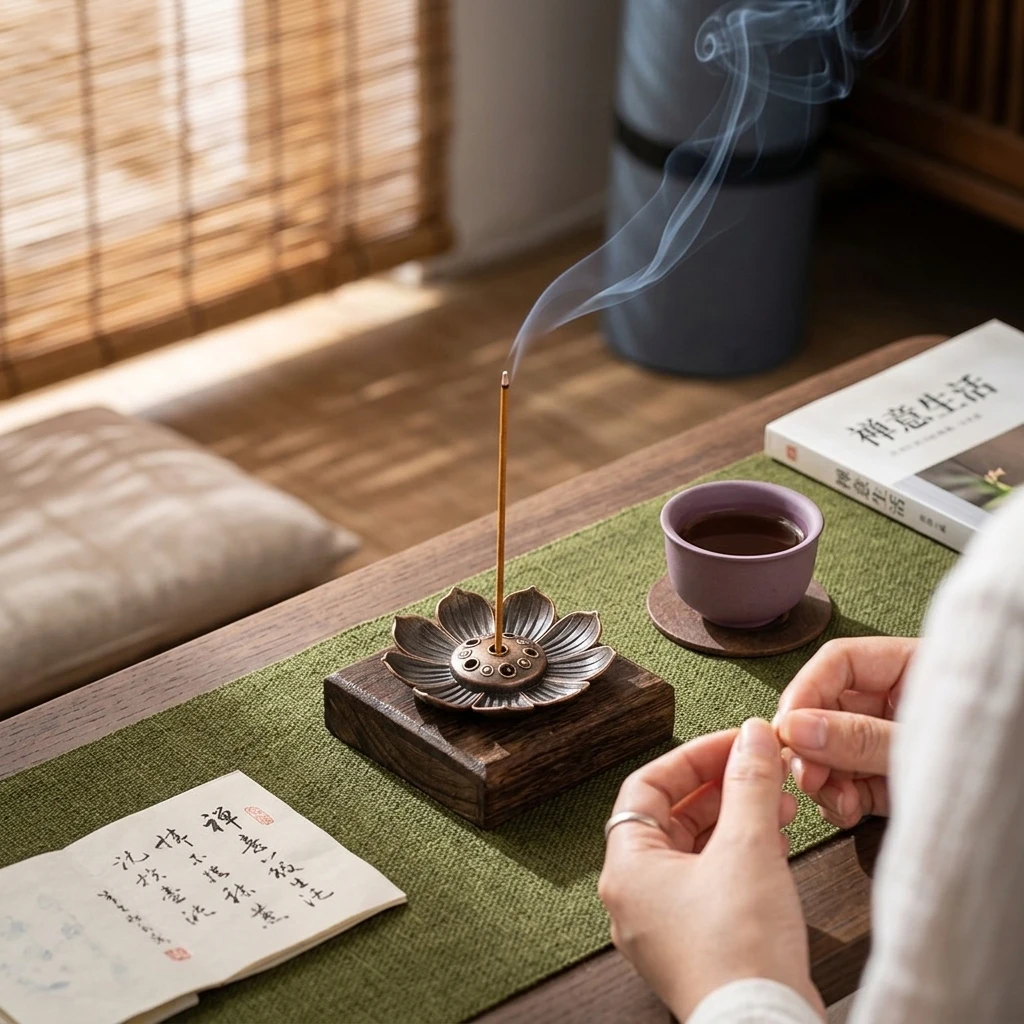 Antique Bronze Lotus Incense-Burner Three-In-One Multi-Function Incense Holder For Home Meditation And Relaxation