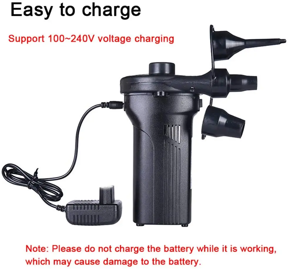 12V 220V Electric Air Pump Inflator 50W Rechargeable Air Compressor Portable For PVC Boat Mattress Inflatable Pool Raft Bed