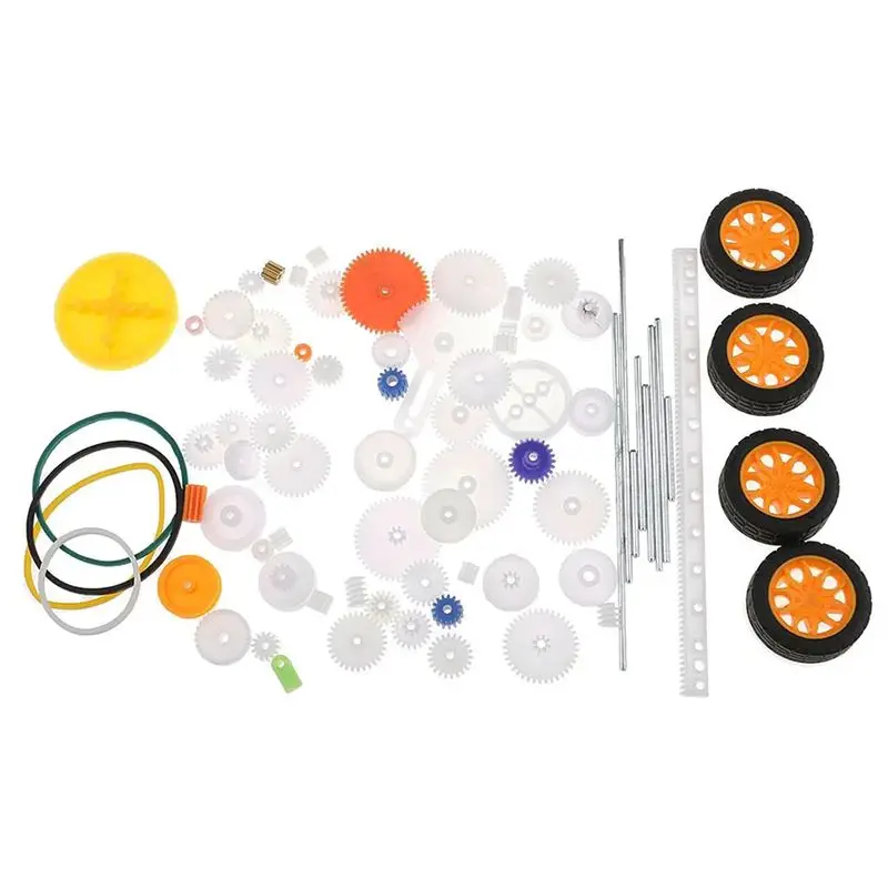 FBIL-Scientific Experiment Model Package Replacement Accessories DIY Car Gear Set Robot RC Airplane Wheels Axles Tires Kits 78Pc
