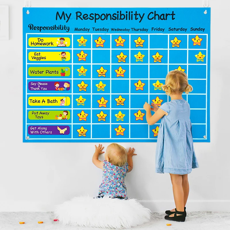 Household Storyboard 80-piece educational early education toy Habit record board Children\'s portable space sorting list pendant