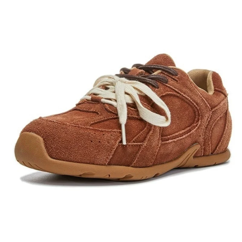 

High Quality Genuine Leather Women Sneakers New Retro Mixed Colors Lace-up Shallow Non-Slip Unisex Fashion Casual Shoes Women