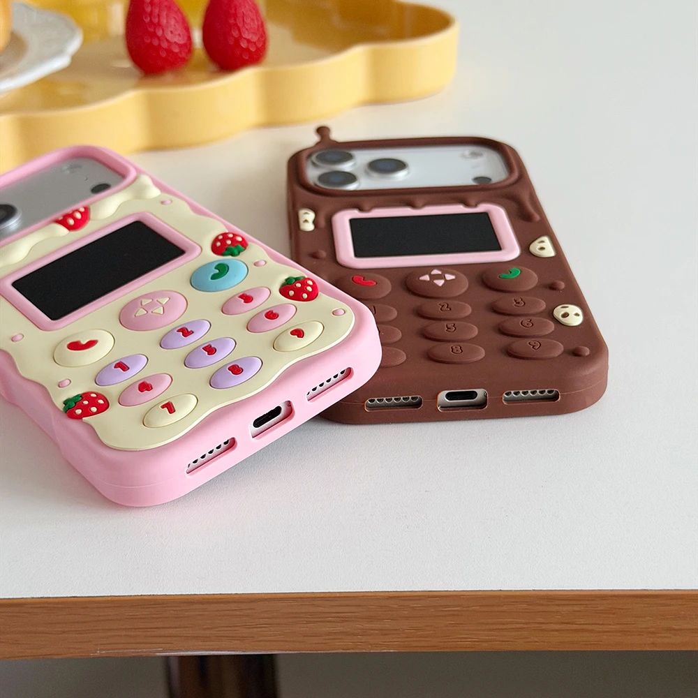 Lustige 3D-Creme-Schokoladen-Handyhülle aus weichem Silikon für iPhone 12 13 14 15 16 17 18 Pro Max Kawaii stoßfeste Rückabdeckung – Detail 8