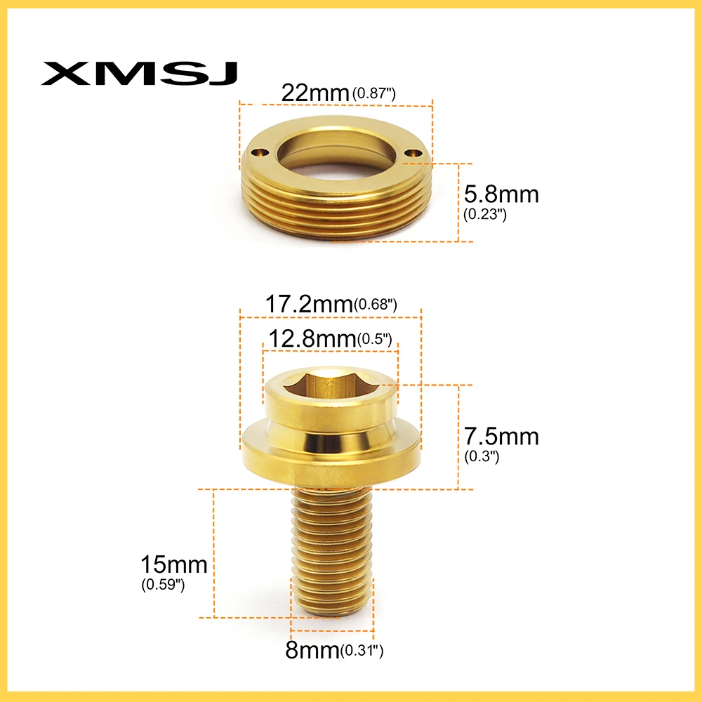 XMSJ   Bike Bottom Bracket Axle Crank Screw Fixing Crank Set Titanium Bolts M8x15mm Square Bicycles Crank Nut Whit Dust Cap