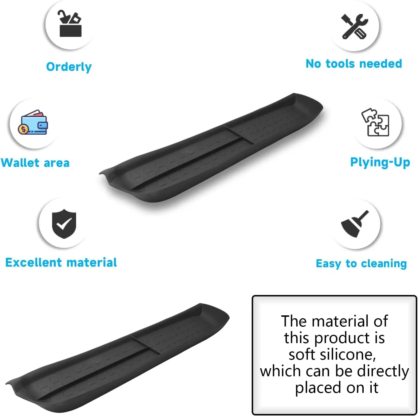 Kptidy Glove Box Organizer Mat Tray Compatible with Toyota RAV4 2023 2022 2021 2020 2019 Car Accessories Passenger Storage Mat