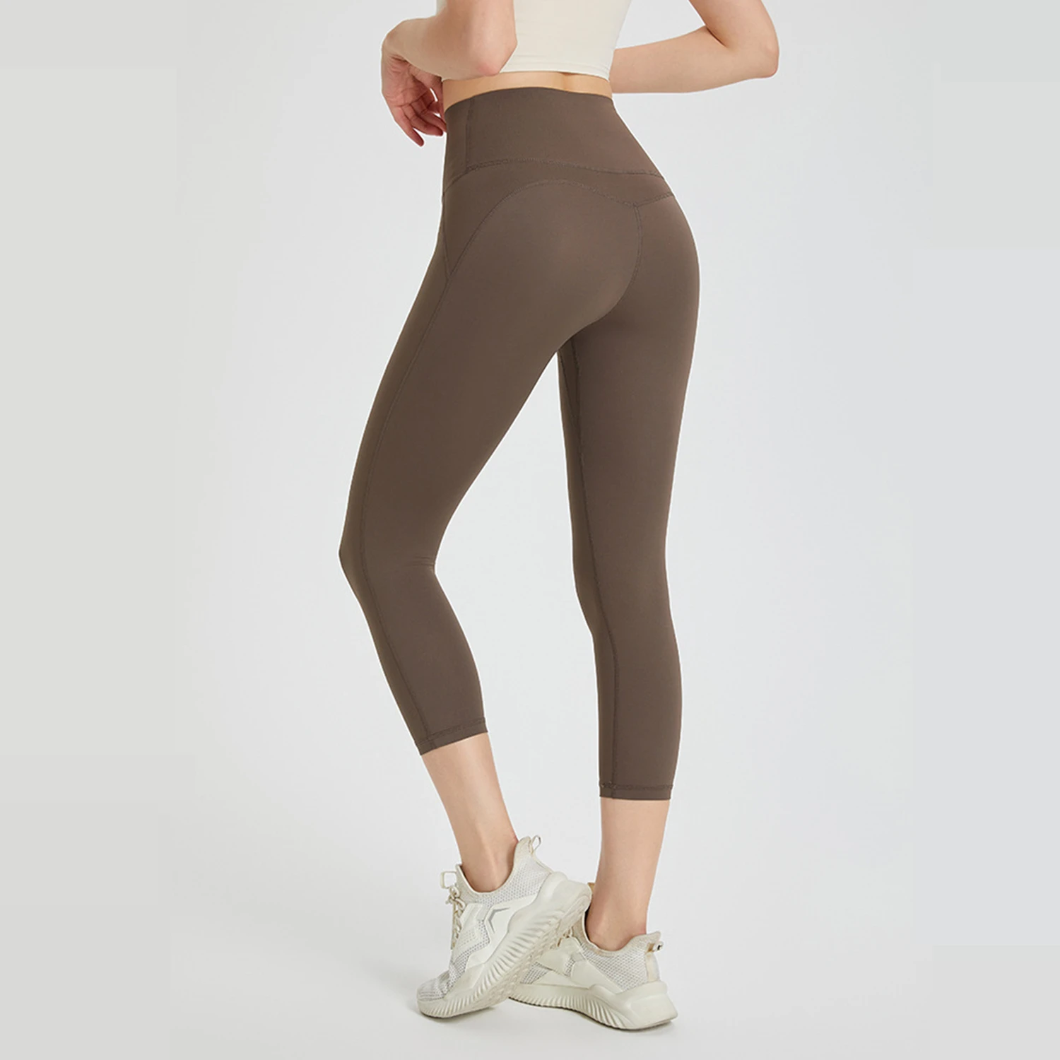 Women Cropped Leggings High Waist Yoga Pant Breathable Running Sport Capris Hip Lifting Crop Trousers Elastic Gym Fitness Tights