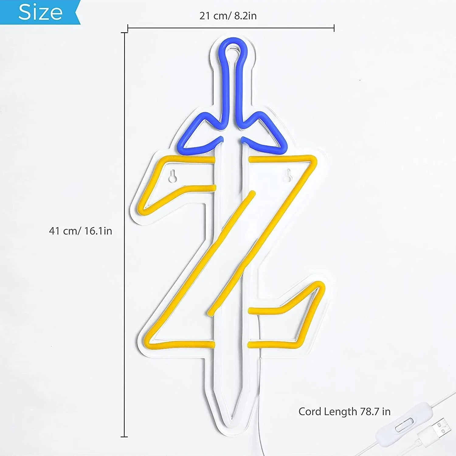 Iconic Neon Light for Gaming Room Decor, Zelda Gamer Presente, Espada Z, Sinal LED, Espada Mestra, Quarto Adolescente