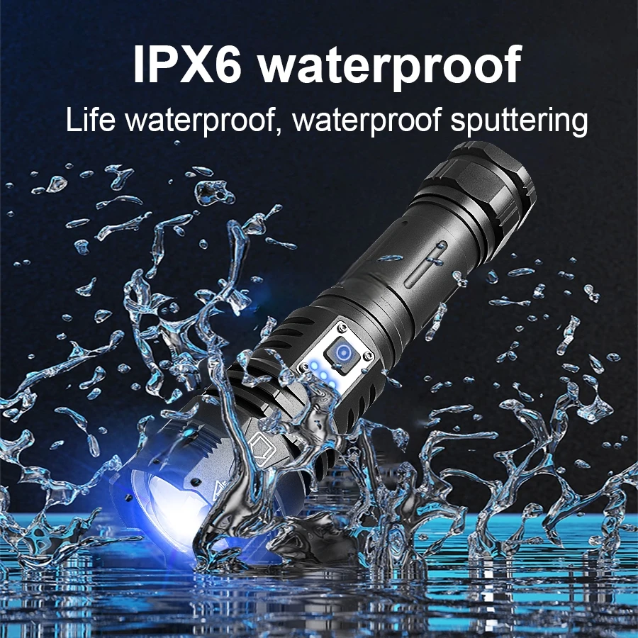 Ultra Powerful LED Flashlight 600W LED Super Bright Torch Rechargeable Lamp Tactical Lantern Long Battery Capacity Camping Light