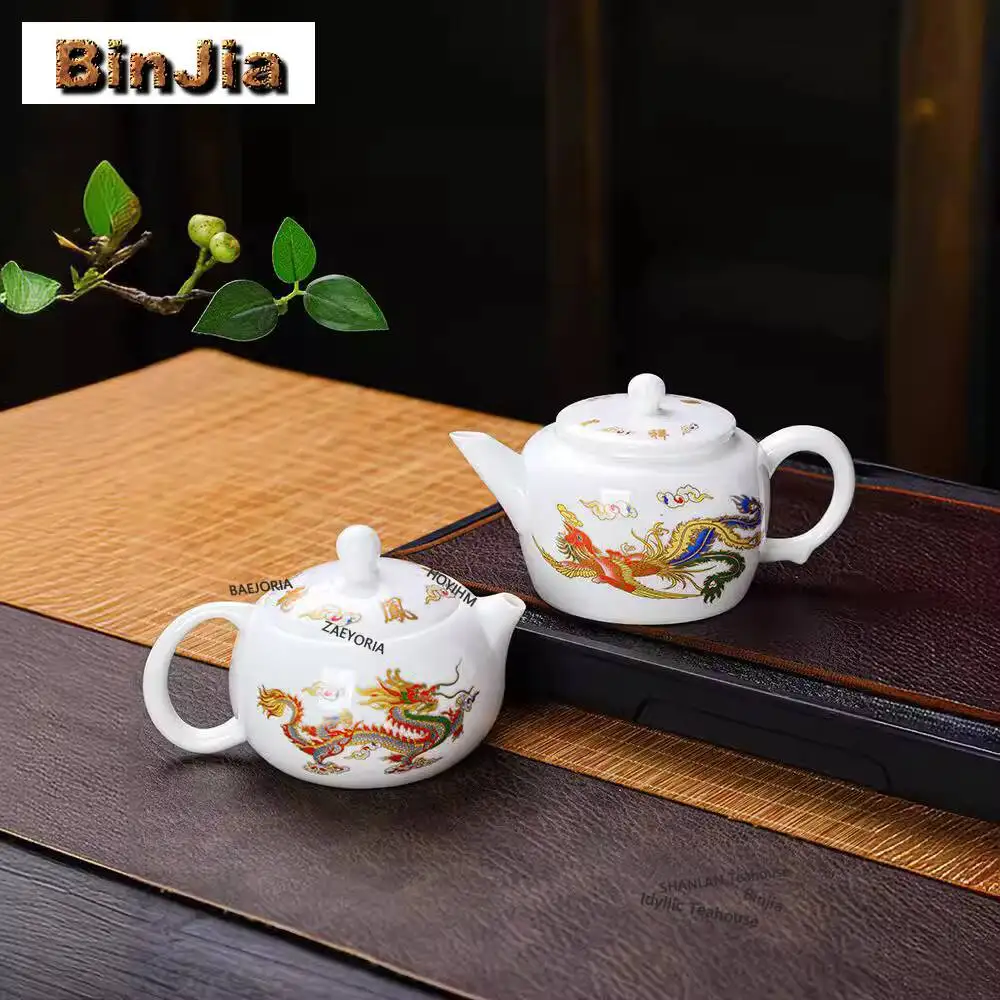 Dragon Phoenix Auspicious Teapot Antique Tea Infuser Pot Household Tea Maker Kettle With Filter Drinkware Accessories Ornaments