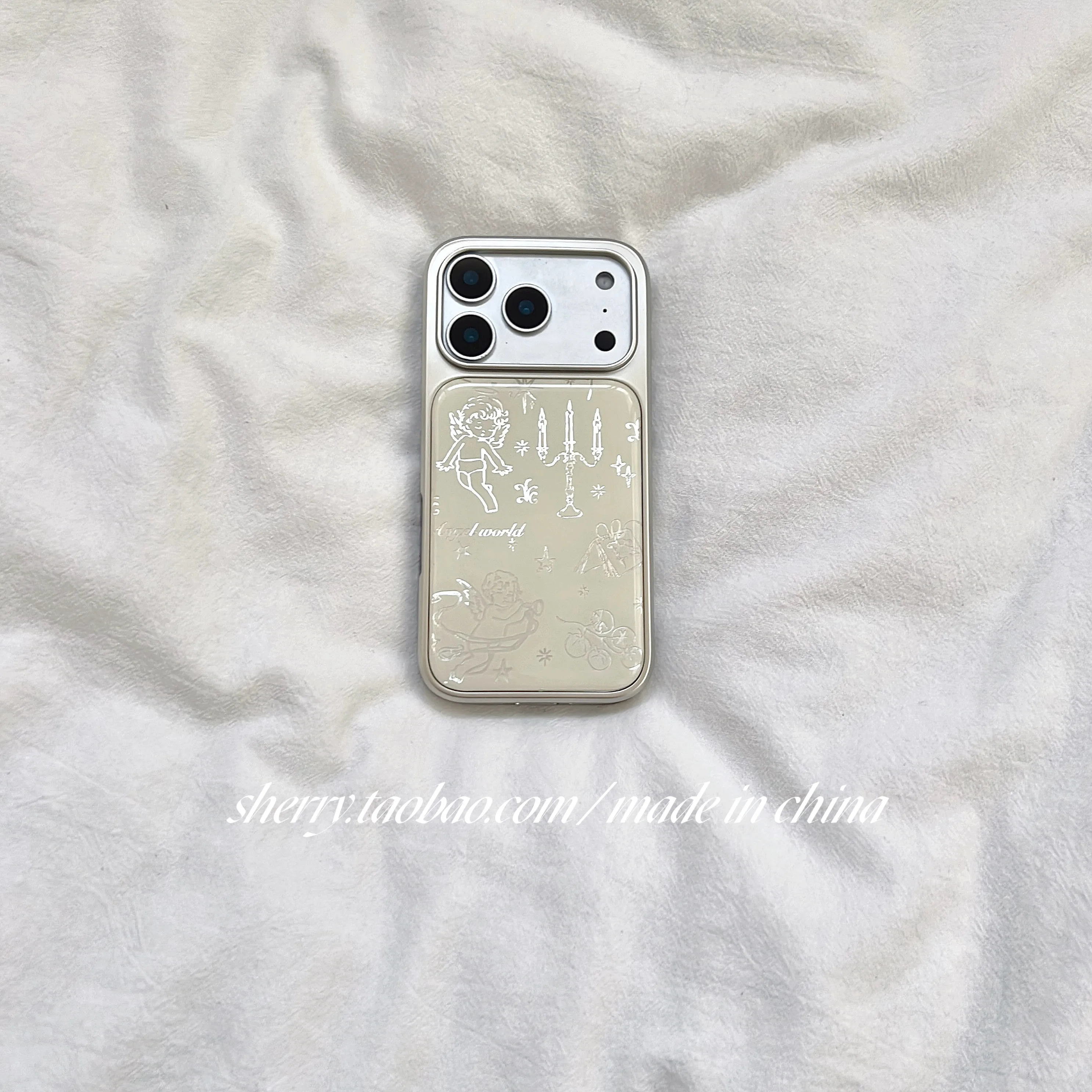 Korean Cream Yellow Candlestick Little Angel Phone Case for IPhone 11 12 13 14 15 16 17 Pro Max 17 Air 16 Plus Dustproof Cover