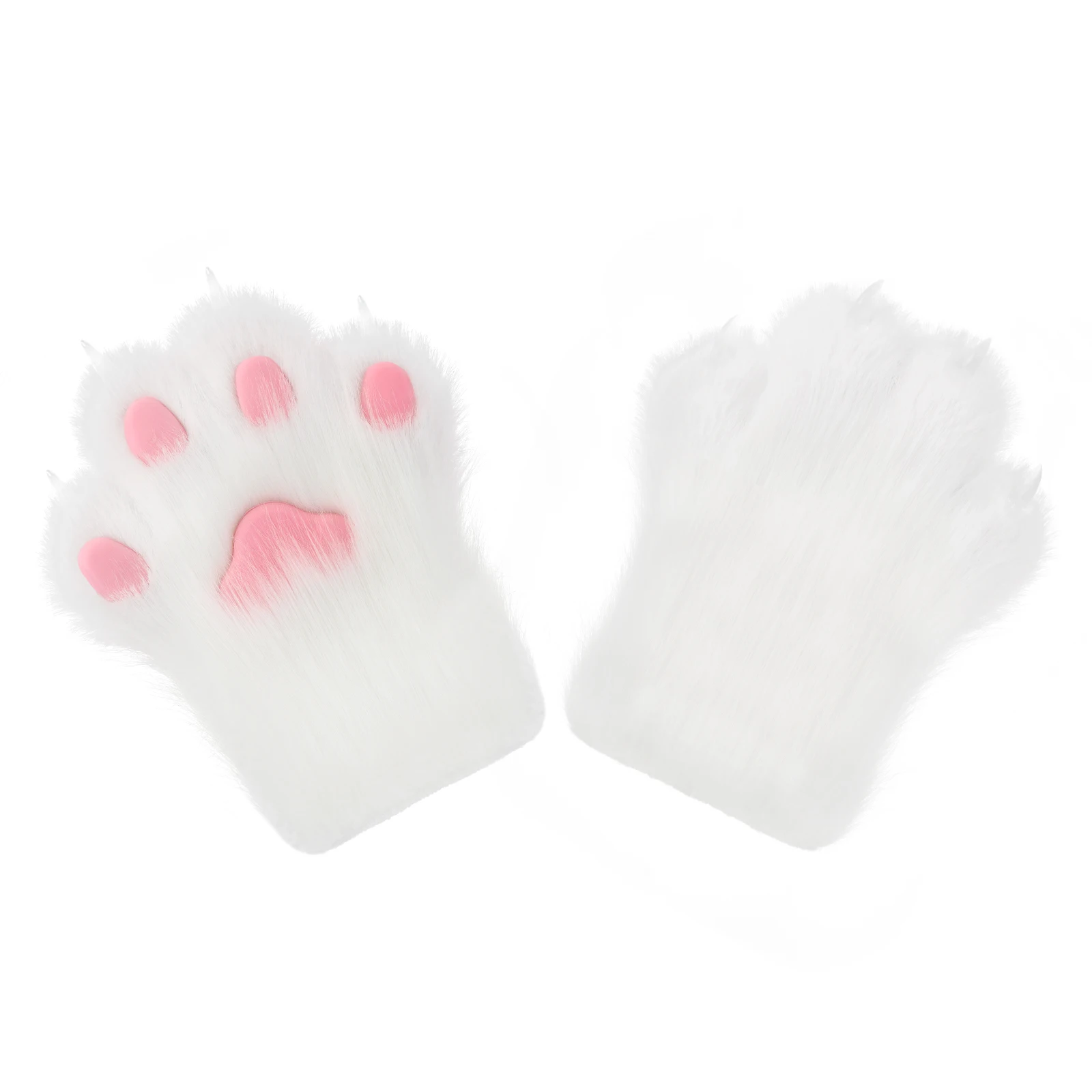 Faux Fur Plush Furry Cat Claw Gloves Fursuit Animal Fox Paws Mittens Halloween Cosplay Costume Accessories - view 2