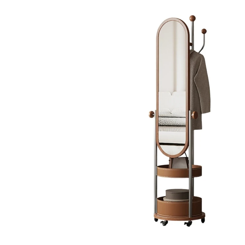 

Italian coat rack, full-length mirror storage cabinet, integrated bedroom, stainless steel bedside table, storage mobile hanger