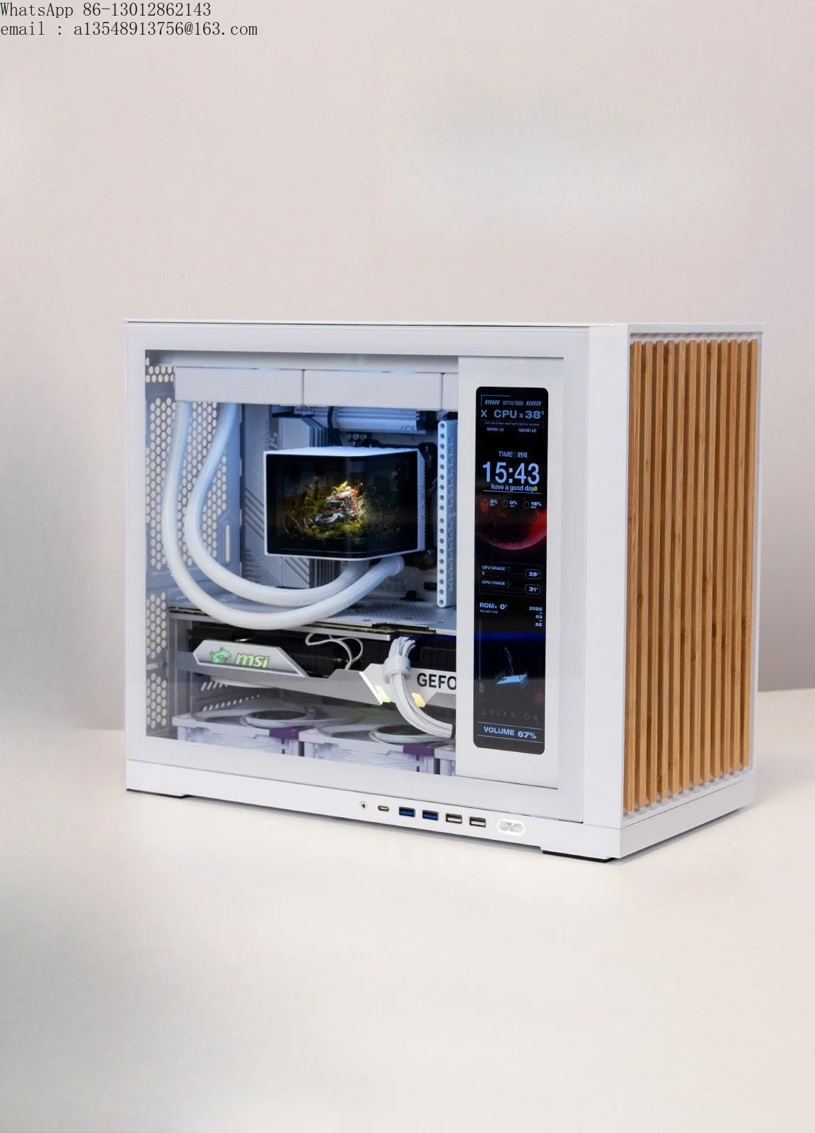 High-quality G600 chassis portable solid wood MATX side-through TYPEC secondary screen 360 water-cooled host case