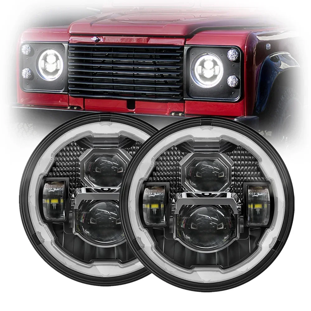 2022 factory led Headlight for jeep wrangler jk accessories DOT E-MARK 7 inch round led headlight 12V auto lighting system