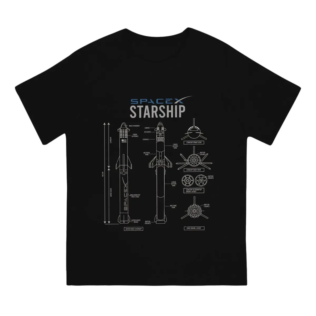 SpaceX Starship  T Shirt Graphic Crewneck TShirt Harajuku Clothing