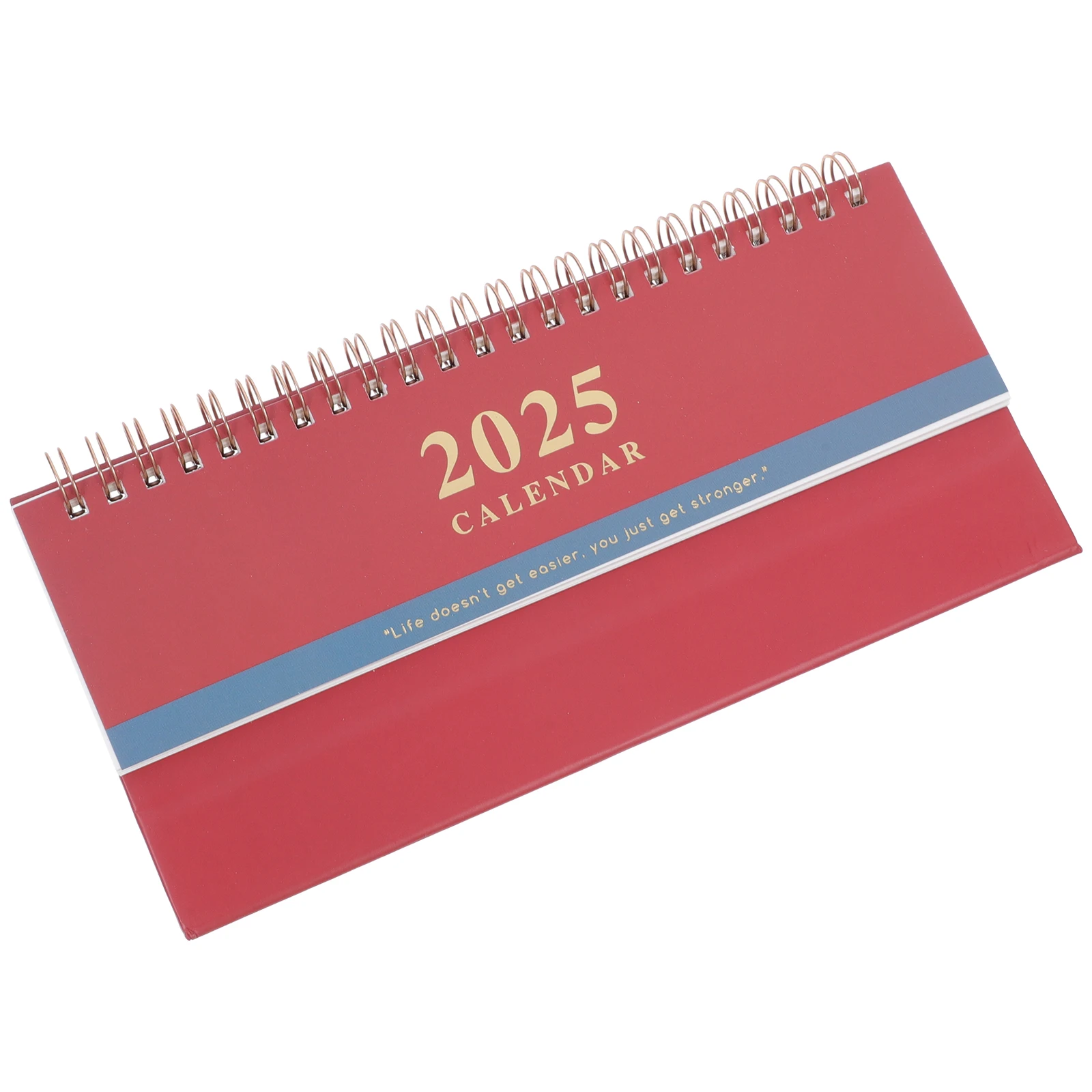 Calendario de escritorio, planificador de bobina creativo largo, soporte decorativo, decoración roja, tapa