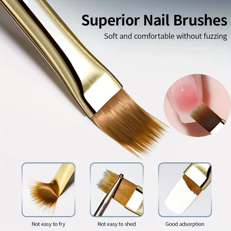 1pc Wide Soft Bristle Nail Brush Gradient Design Acrylic Handle Gel Polish Applicator Nail Tools