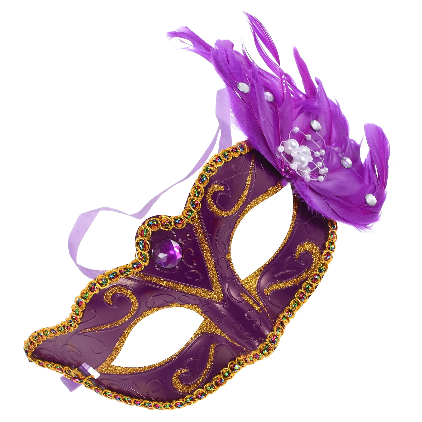 

Painted Mask Stand Out Princess Single Purple Party Costume Face Dance Colorful