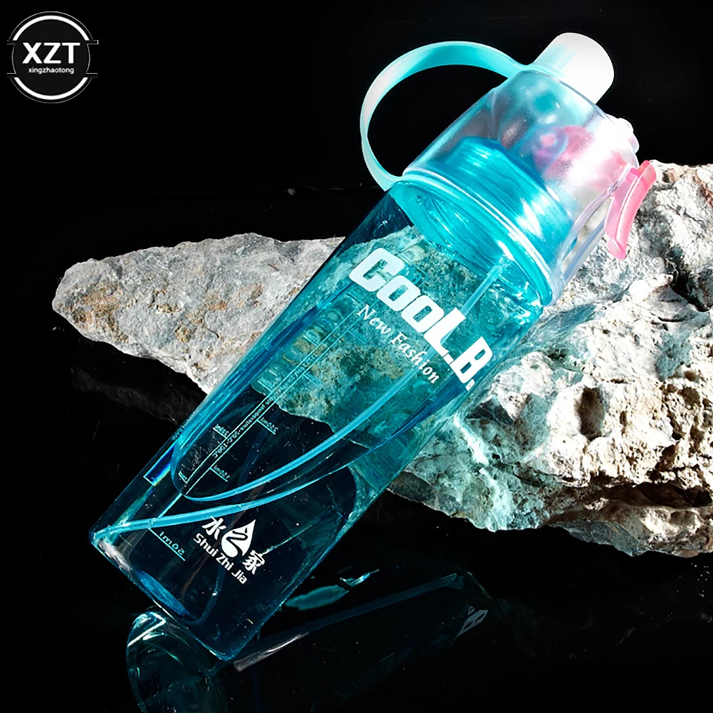 400/600ml Sports Plastic Spray Water Bottle Outdoor Cooling Water Bottle Creative Gift New Strange Cup Cool Summer