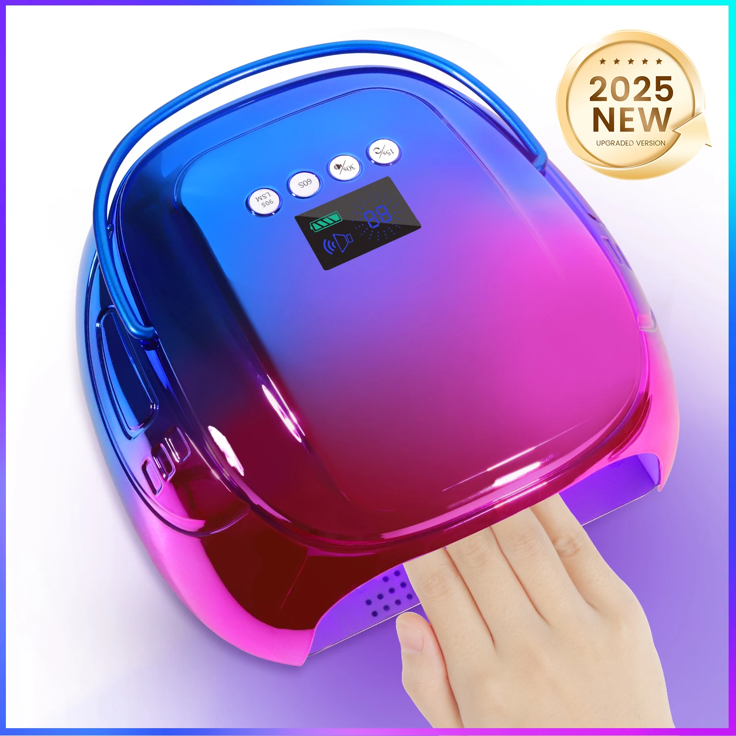 

Перезаряжаемая УФ-светодиодная лампа для сушки ногтей 126 Вт, портативная, с автоматическим датчиком и функцией быстрой сушки, для маникюра и педикюра, ФИОЛЕТОВАЯ