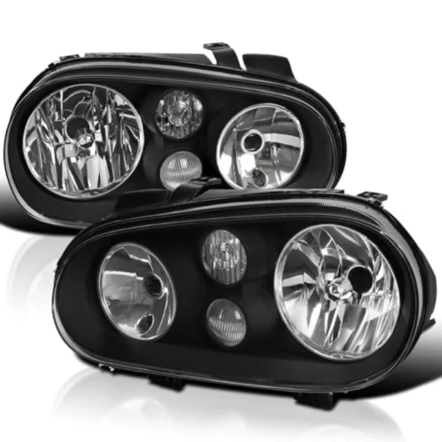 

Black Headlights w Builtin Fog Lamps Compatible with 1999-2006 Volkswagen Golf MK4 GTI 2004 R32 1999-2002 Cabrio L+R Pair Head L