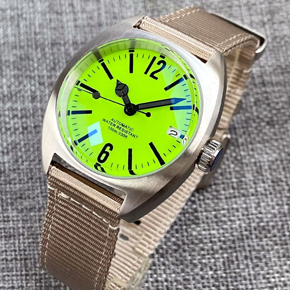 Pilot Dive reloj automático para hombre NH35, reloj de pulsera de acero luminoso completo, cúpula de cristal de zafiro, subreloj deportivo de mano